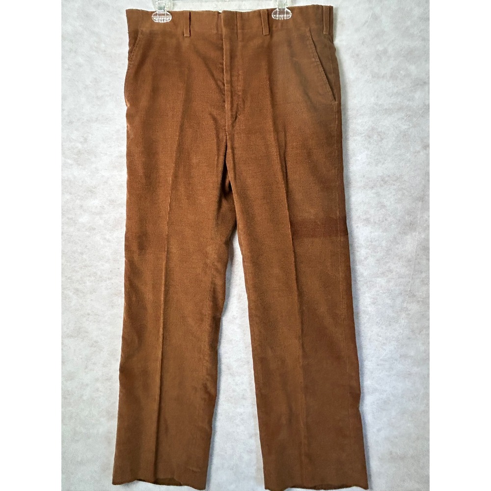 Haggar Slacks Vintage Mens Brown Corduroy Straight Leg Pants Made in USA 35x29.5